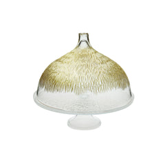 Classic Touch Decor Glass Cake Stand With Dome Gold Design, 11"