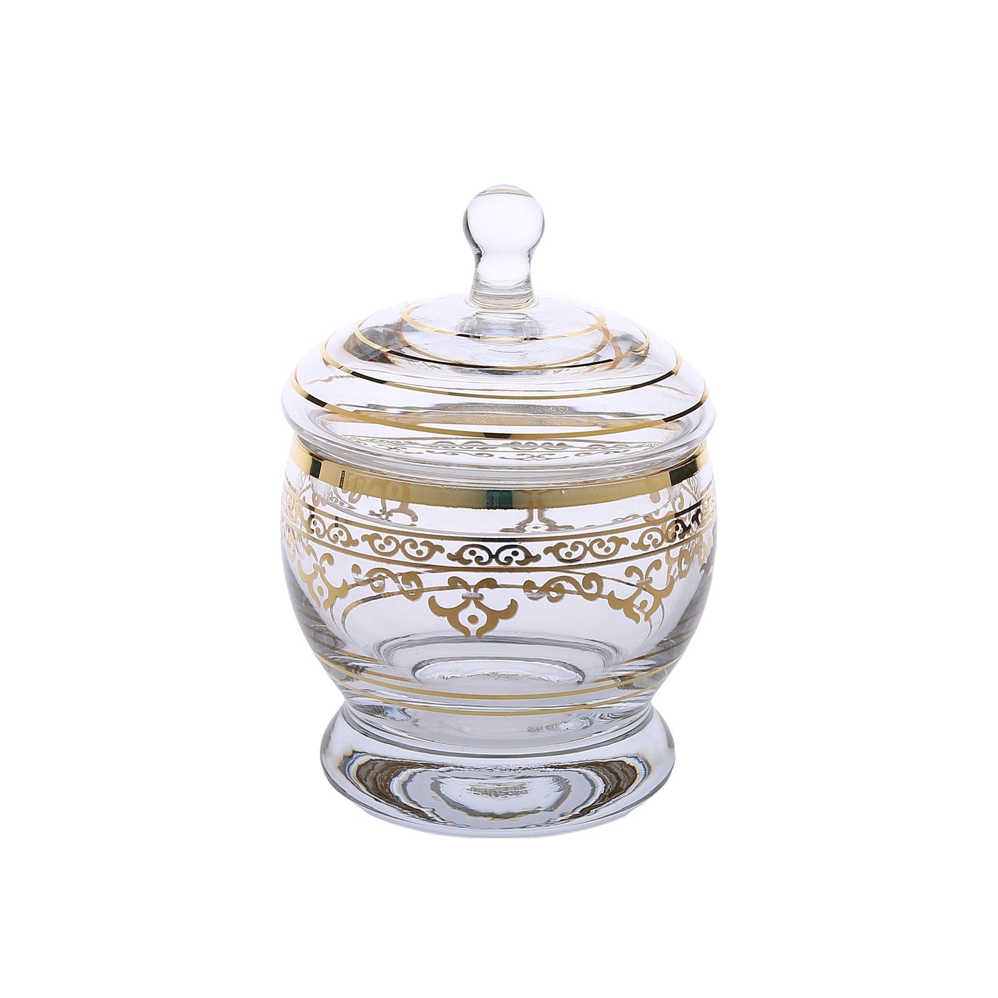 Classic Touch Decor Glass Jar With Lid Rich Gold Artwork, 4.5" x 4"