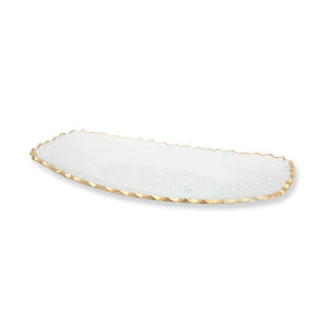 Classic Touch Decor Glass Oblong Tray with Gold Edge 15.5"