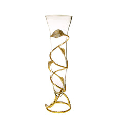 Classic Touch Decor Glass Vase With Gold Leaf Design, 16.5"