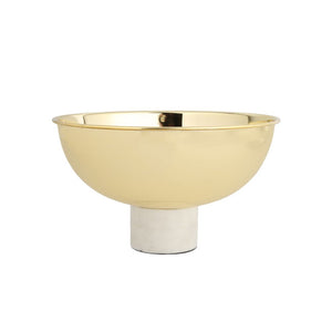 Classic Touch Decor Gold Bowl on White Stone Base, 9.75"