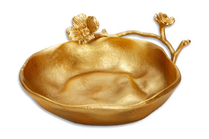 Classic Touch Decor Gold Bowl with Floral Detail