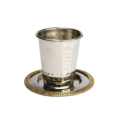 Classic Touch Decor Kiddush Cup With Mosaic Design, Silver, Stainless Steel