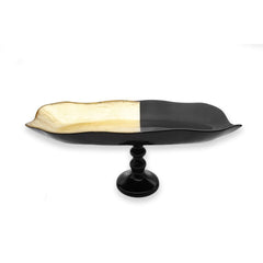 Classic Touch Decor Large Footed Tray Black and Gold Design 16"