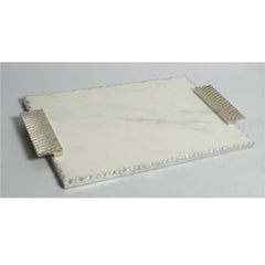 Classic Touch Decor Marble Challah Tray with Decorative Silver 16"