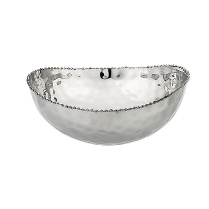 Classic Touch Decor Medium Beaded Bowl - Silver, Stainless Steel, 7"