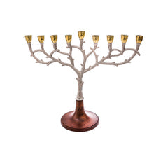 Classic Touch Decor Menorah With Wood Base, Gold, 16" x 6"