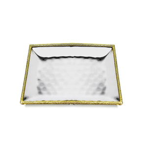 Classic Touch Decor Nickel Square Tray With Gold Border, 11" x 11"