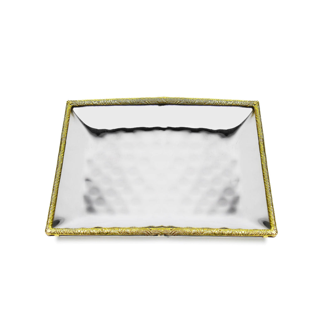 Classic Touch Decor Nickel Square Tray With Gold Border, 11