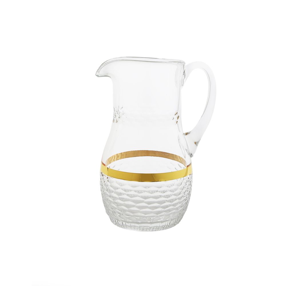 Classic Touch Decor Pitcher with Gold And Crystal Detail, 9"