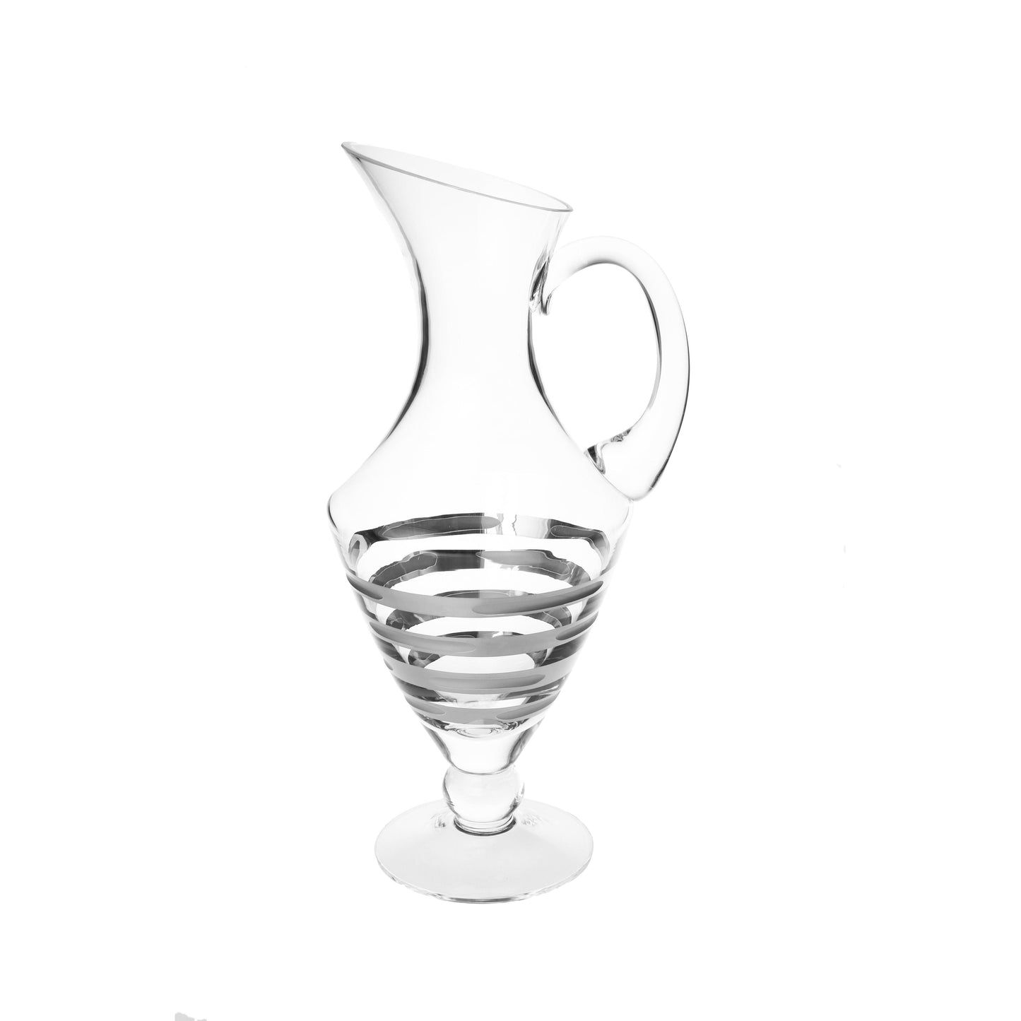 Classic Touch Decor Pitcher With Silver Brick Design, Glass, 8"