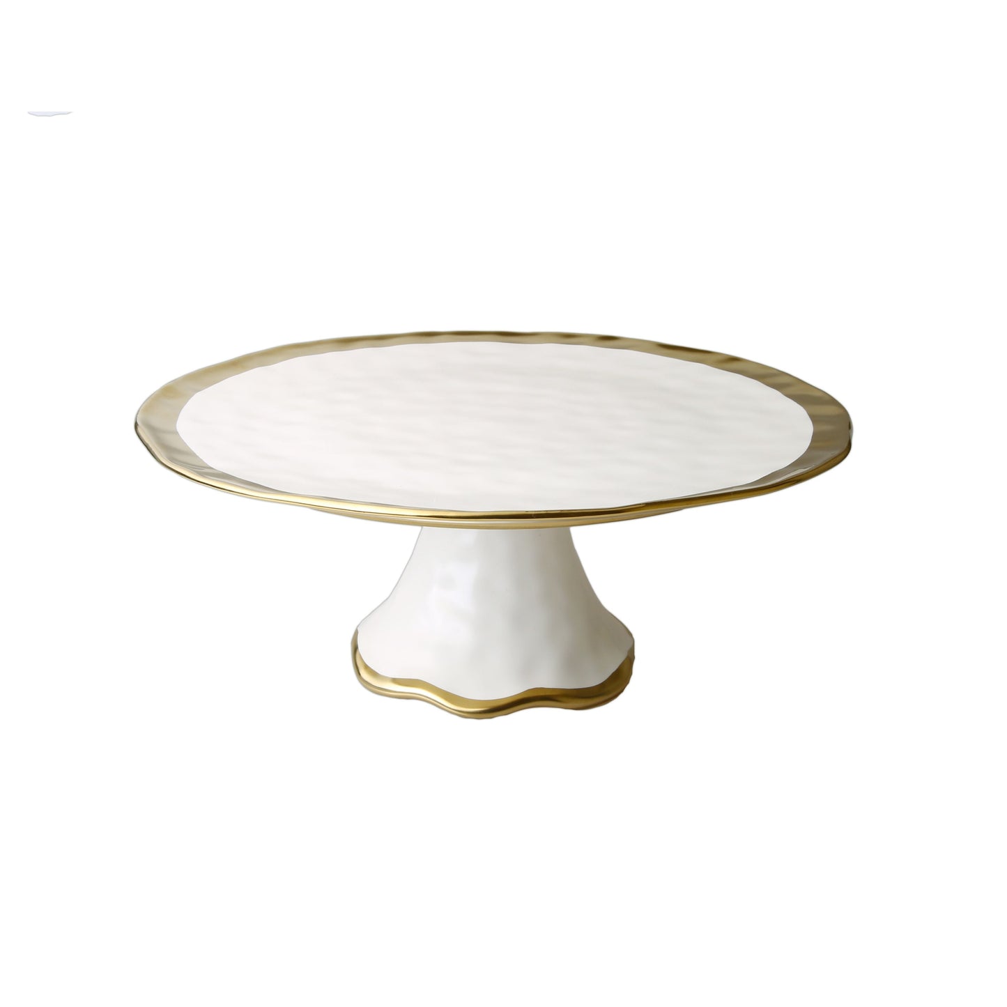 Classic Touch Decor Porcelain White Cake Stand Gold Border, 11.75"