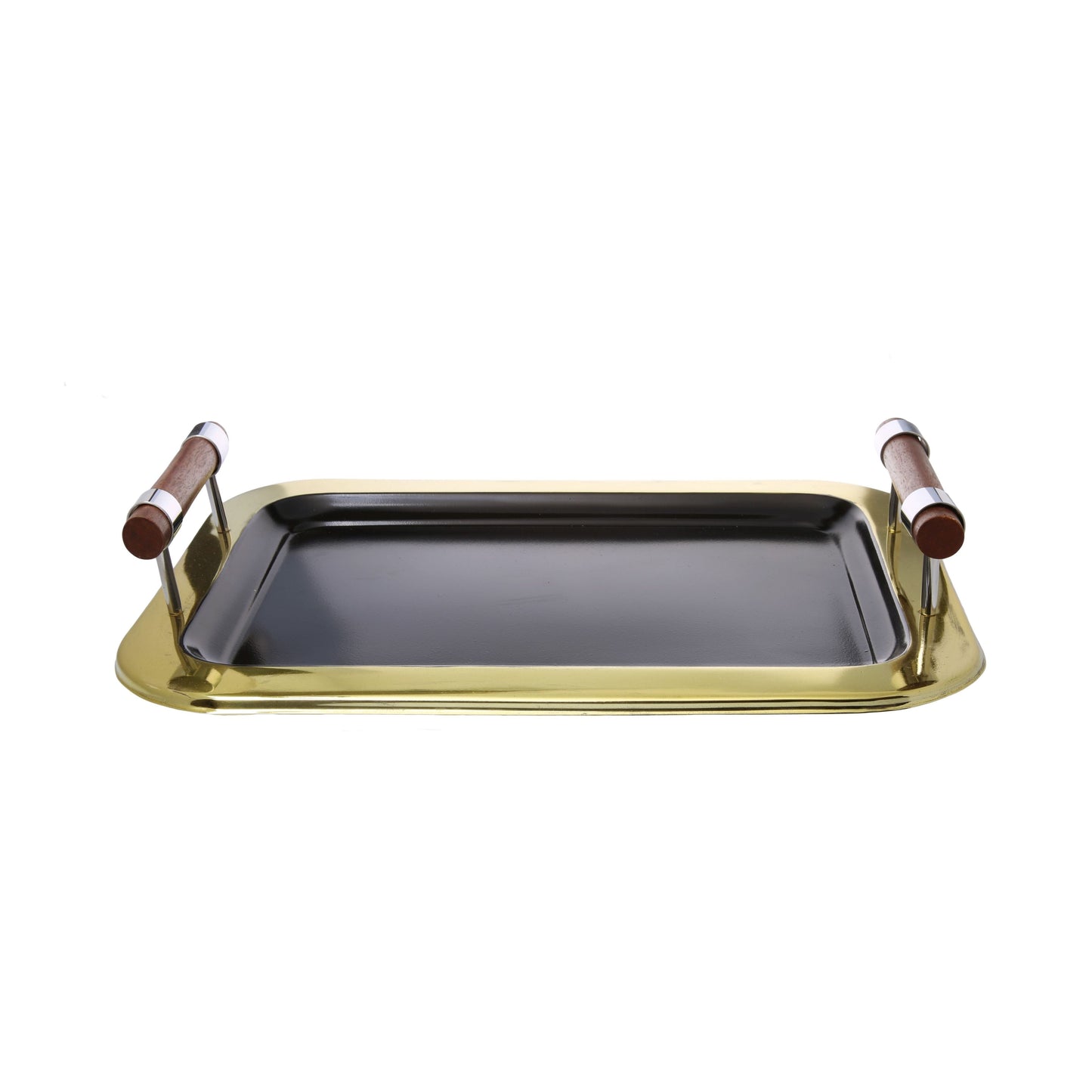 Classic Touch Decor Rectangular Tray Black With Gold Border, 16.5"