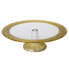 Classic Touch Decor Round Cake Stand With Gold Border, 13"