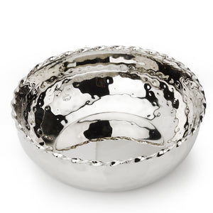 Classic Touch Decor Salad Bowl With Twisted Design, Silver, Stainless Steel