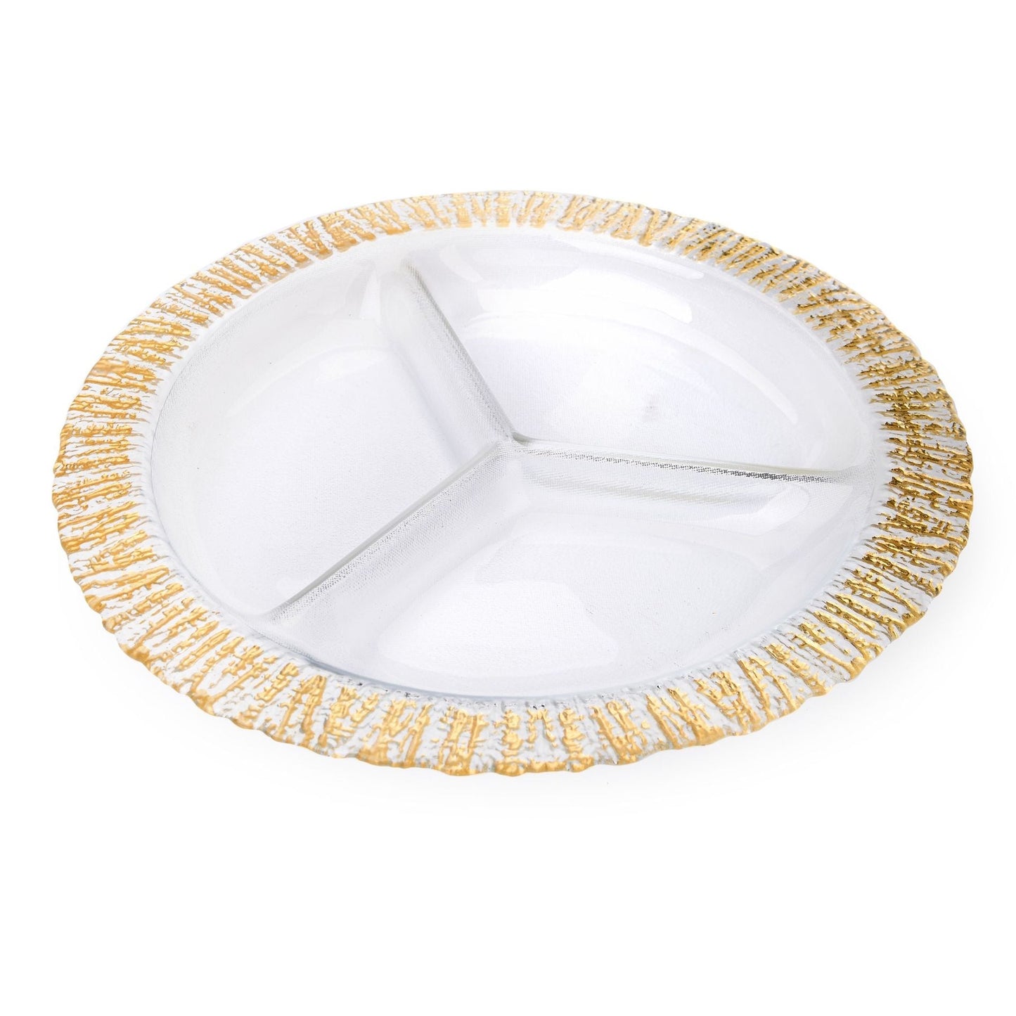 Classic Touch Decor Scalloped Condiment Dish With Gold, 14"