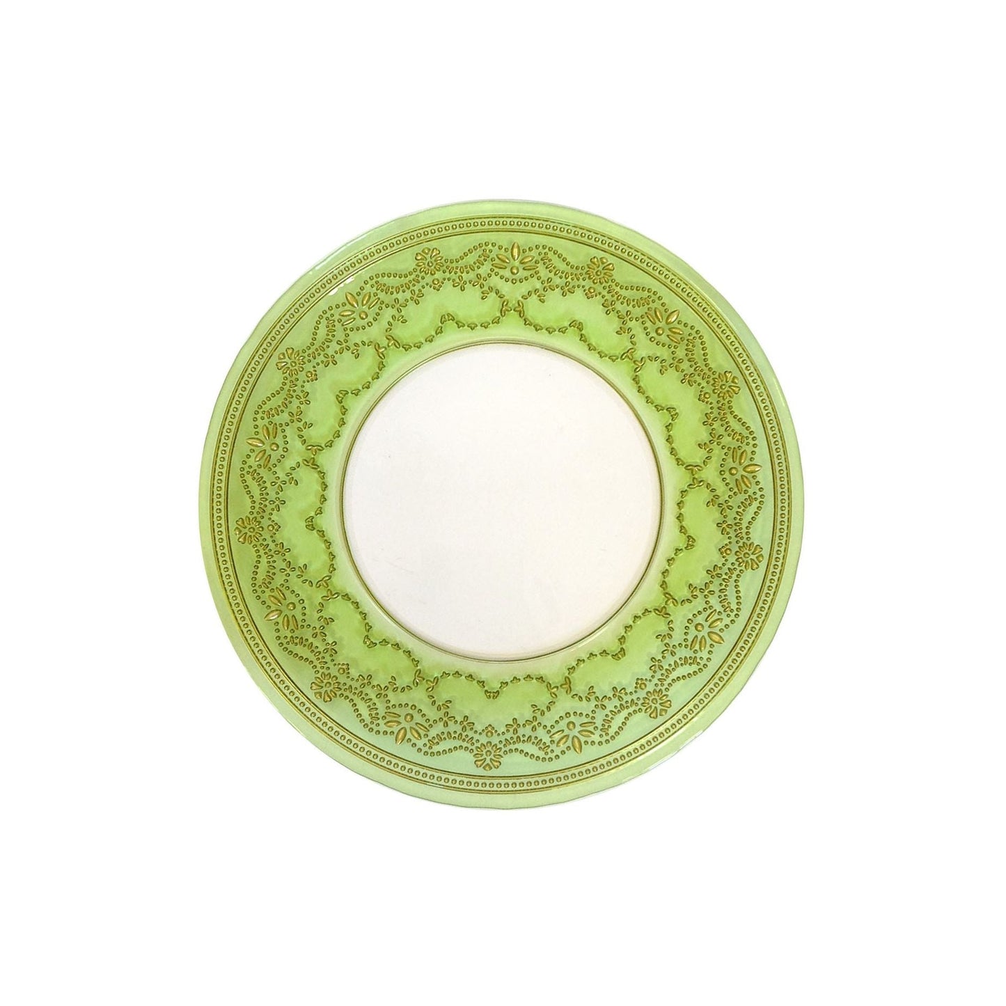 Classic Touch Decor Set 4 Chargers Green Border, Glass, 13"