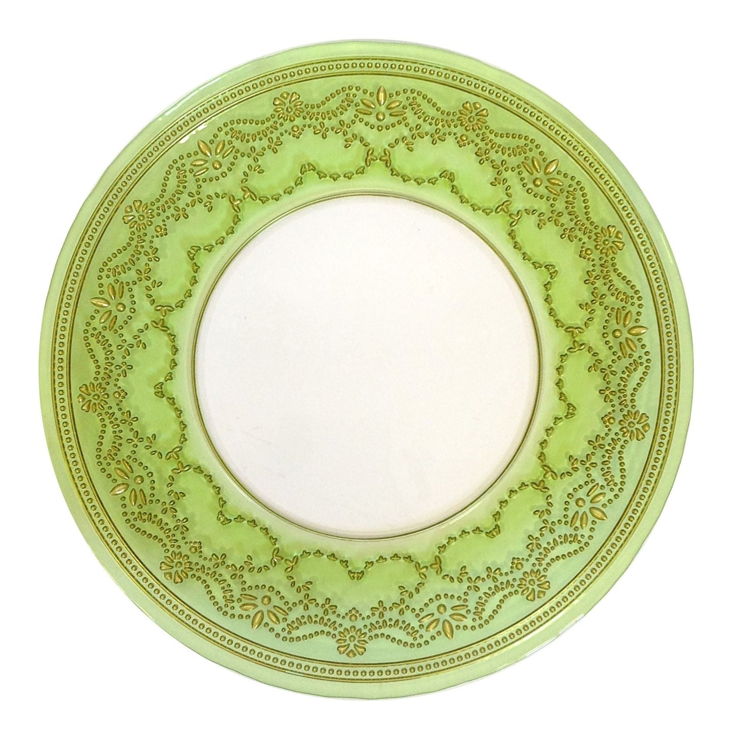 Classic Touch Decor Set 4 Plates Green Border, Glass, 8"