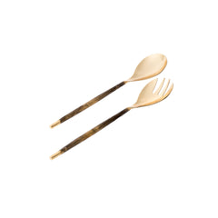 Classic Touch Decor Set Of 2 Gold Salad Servers, 11"