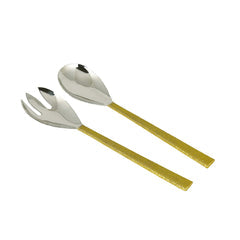 Classic Touch Decor Set Of 2 Salad Servers With Gold Handles, 12"