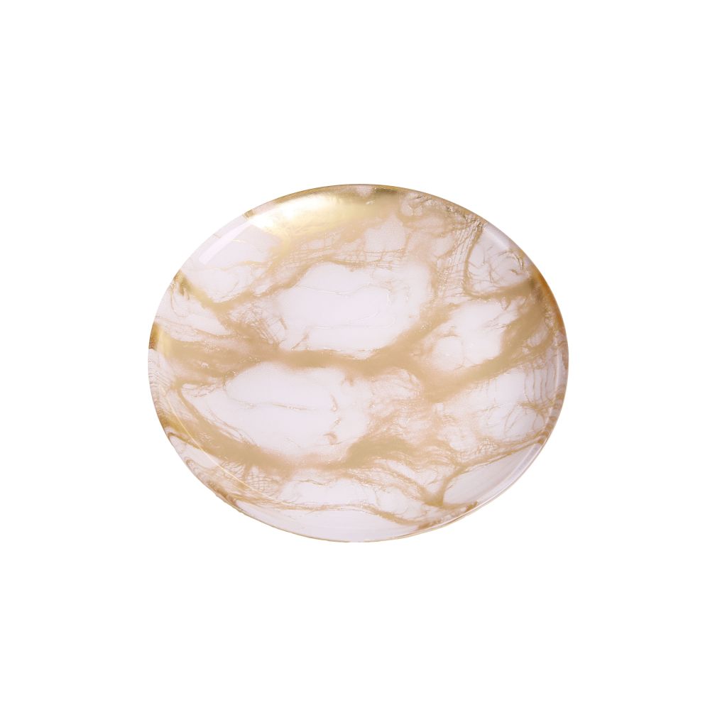 Classic Touch Decor Set Of 4 Gold White Marble Plates 6.5