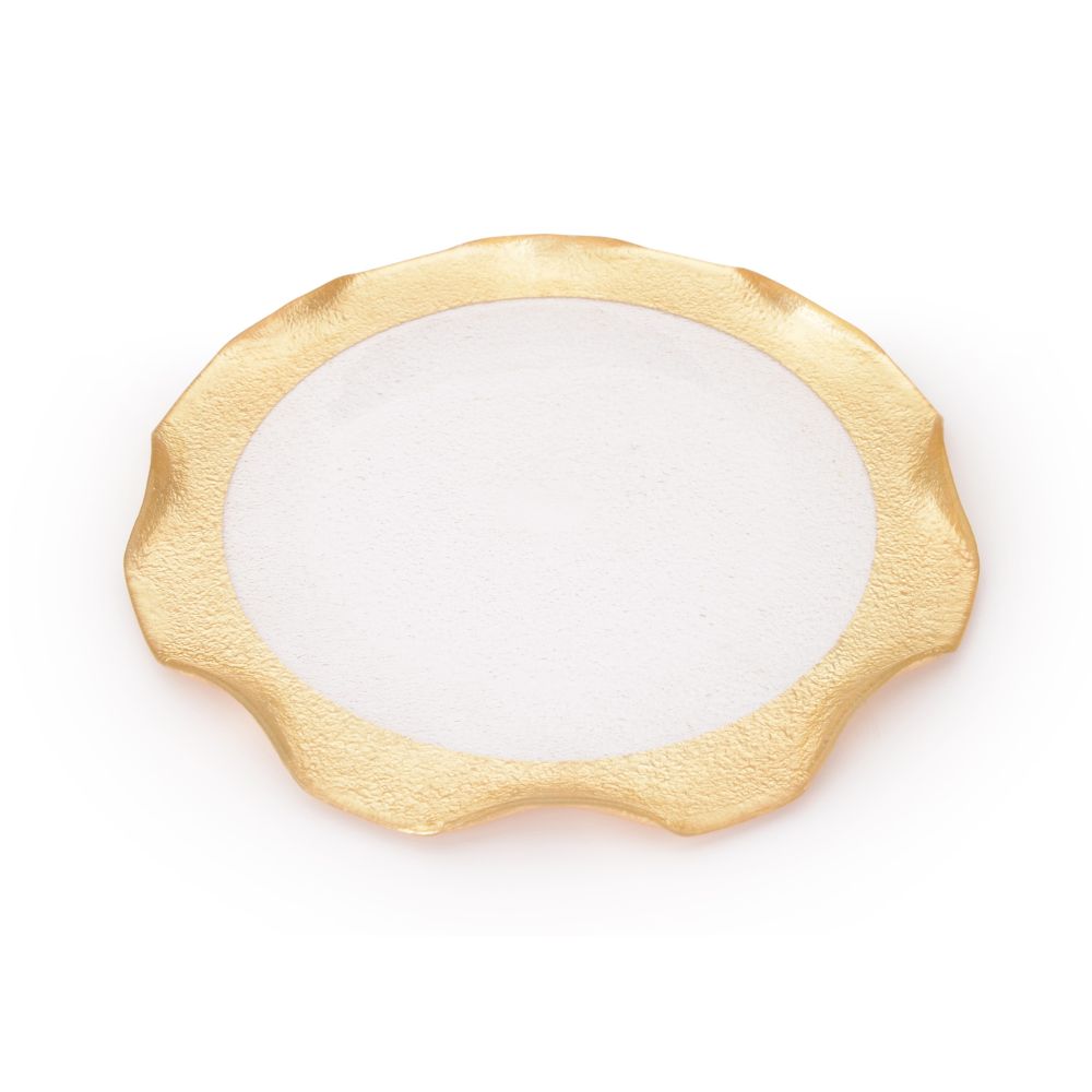 Classic Touch Decor Set of 4 Plates with Gold Wavy, 9"