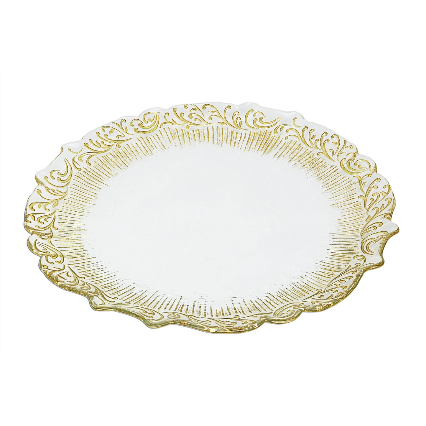 Classic Touch Decor Set Of 4 Plates With Lacey Gold Design, 8"