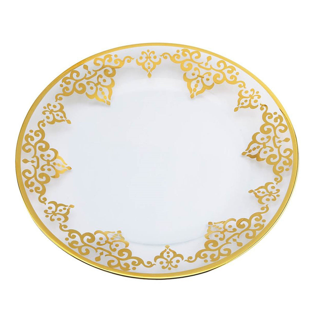 Classic Touch Decor Set Of 4 Round Plates With Gold Artwork