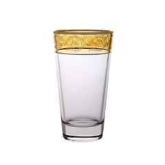 Classic Touch Decor Set Of 6 Amber Tumblers With Gold Design, 5"