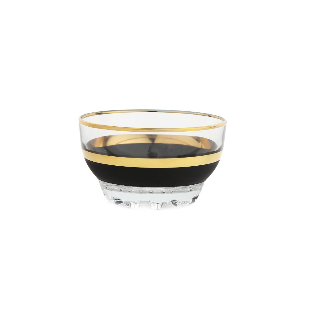 Classic Touch Decor Set of 6 Dessert Bowls with Black And Gold Design, 4"