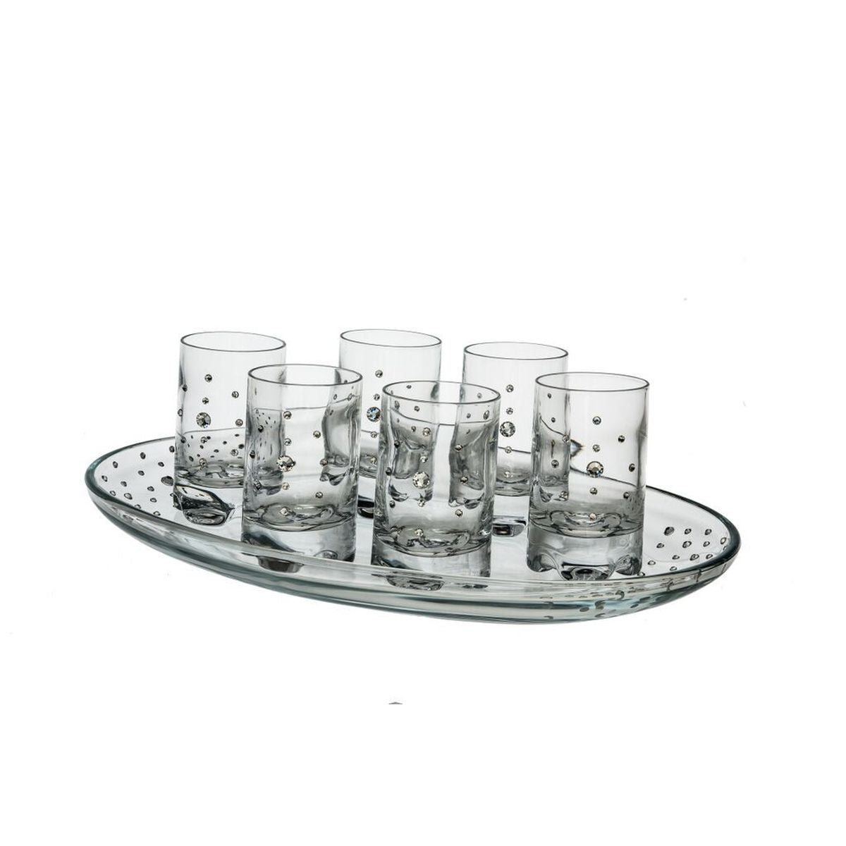 Classic Touch Decor Set Of 6 Swarovski Crystal Liquor Set, Clear