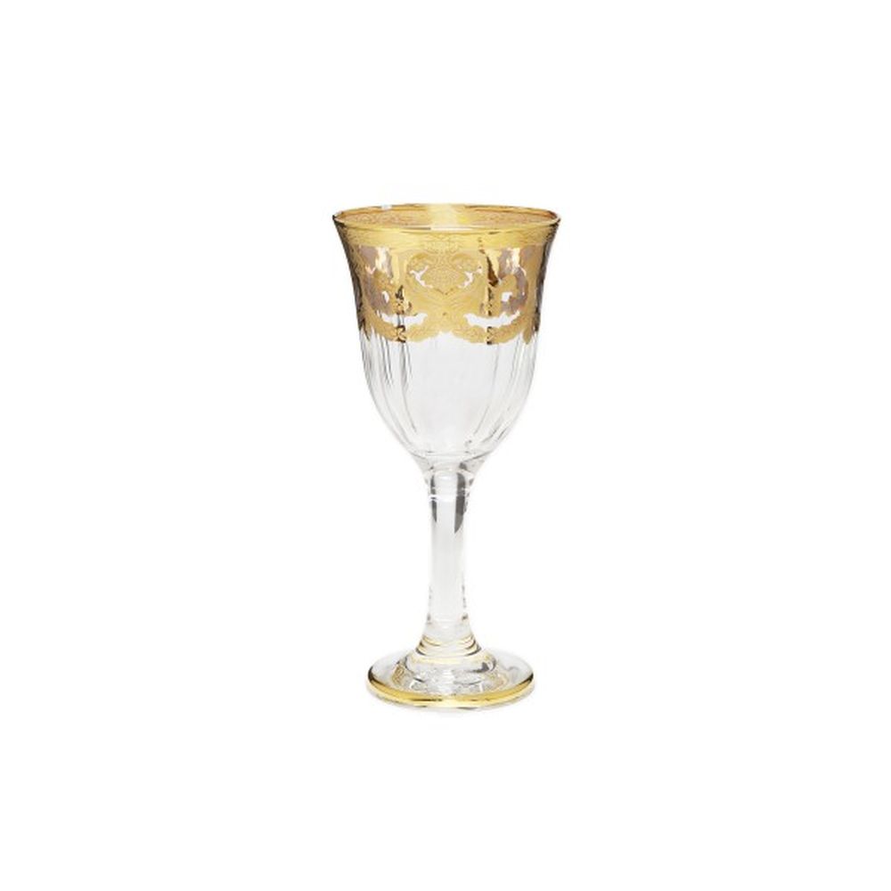 Classic Touch Decor Set of 6 Water Glasses with Gold Design