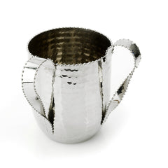 Classic Touch Decor Silver Beaded Wash Cup, Stainless Steel, 5" x 4"