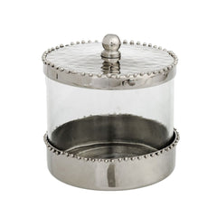 Classic Touch Decor Silver Round Beaded Jar, Glass, 4" x 3"