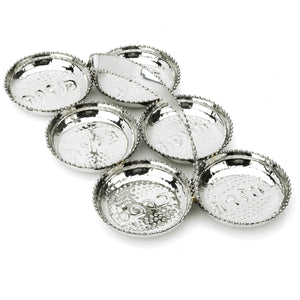 Classic Touch Decor Silver Seder Tray Beaded, Stainless Steel, 9"