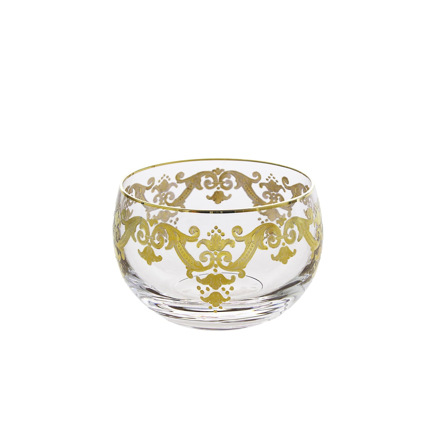 Classic Touch Decor Small Glass Bowl with 24K Gold Artwork, 3.5"