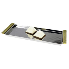 Classic Touch Decor Small Rectangular Tray With Gold Handles, 6.5" x 14"