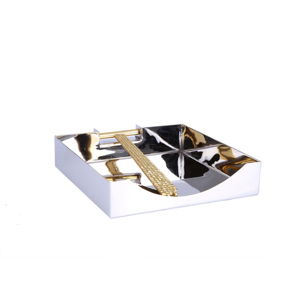 Classic Touch Decor Square Napkin Holder with Mosaic Design, Stainless Steel