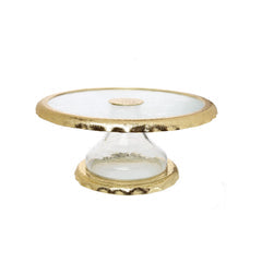 Classic Touch Glass Cake Stand With Gold Border - 13.5"D X 6.25"H