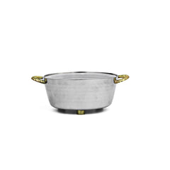 Classic Touch Large Nickel Dip Container Bowl With Gold Embossed Handles, 6"
