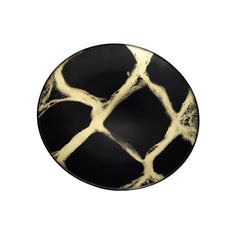 Classic Touch Set Of 4 Black And Gold Marbleized 8.25" Plates