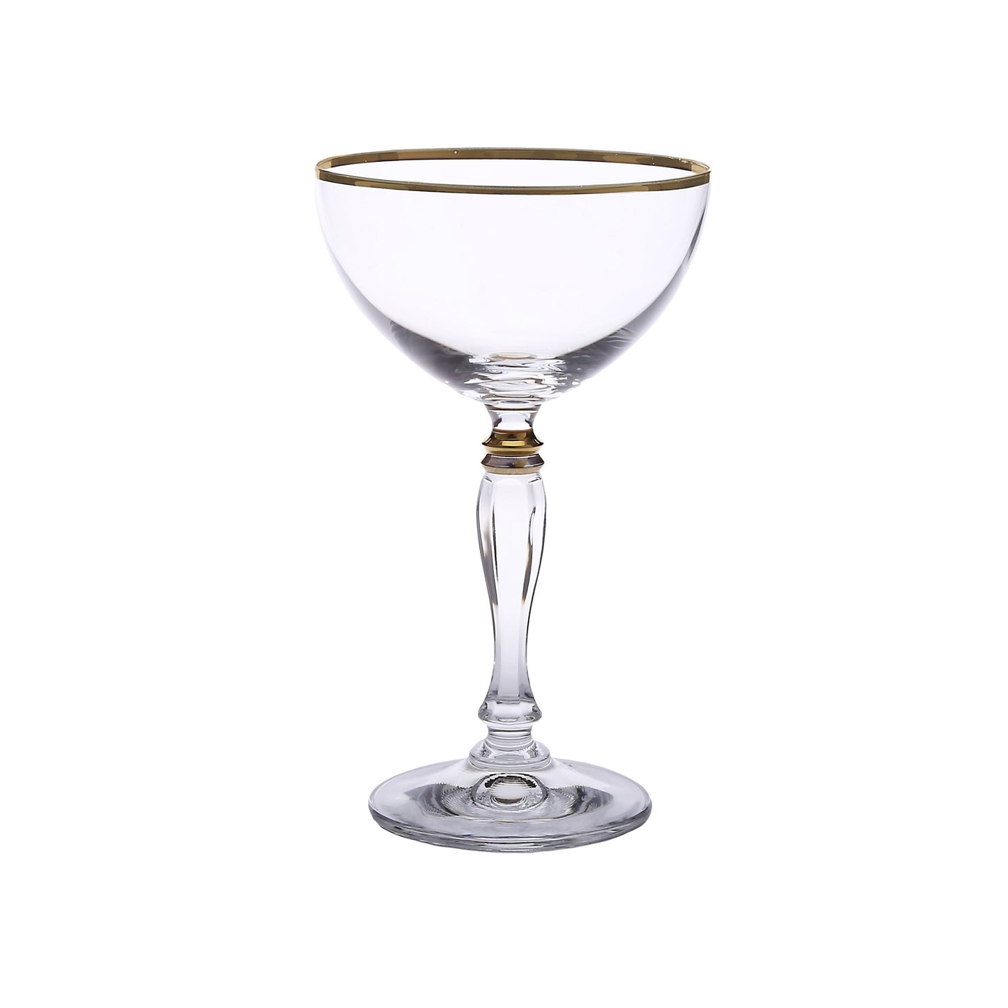 Classic Touch Set Of 6 Martini Glasses With Simple Gold Design, 7"