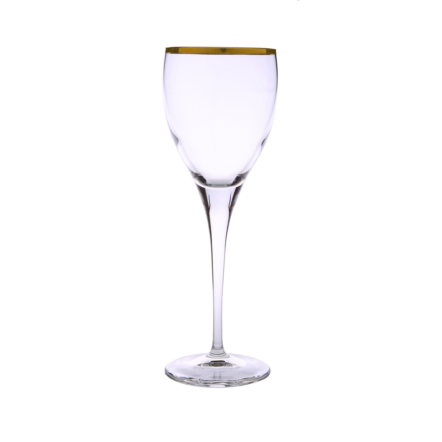 Classic Touch Set Of 6 Modern Water Glasses With Simple Gold Design, 8"