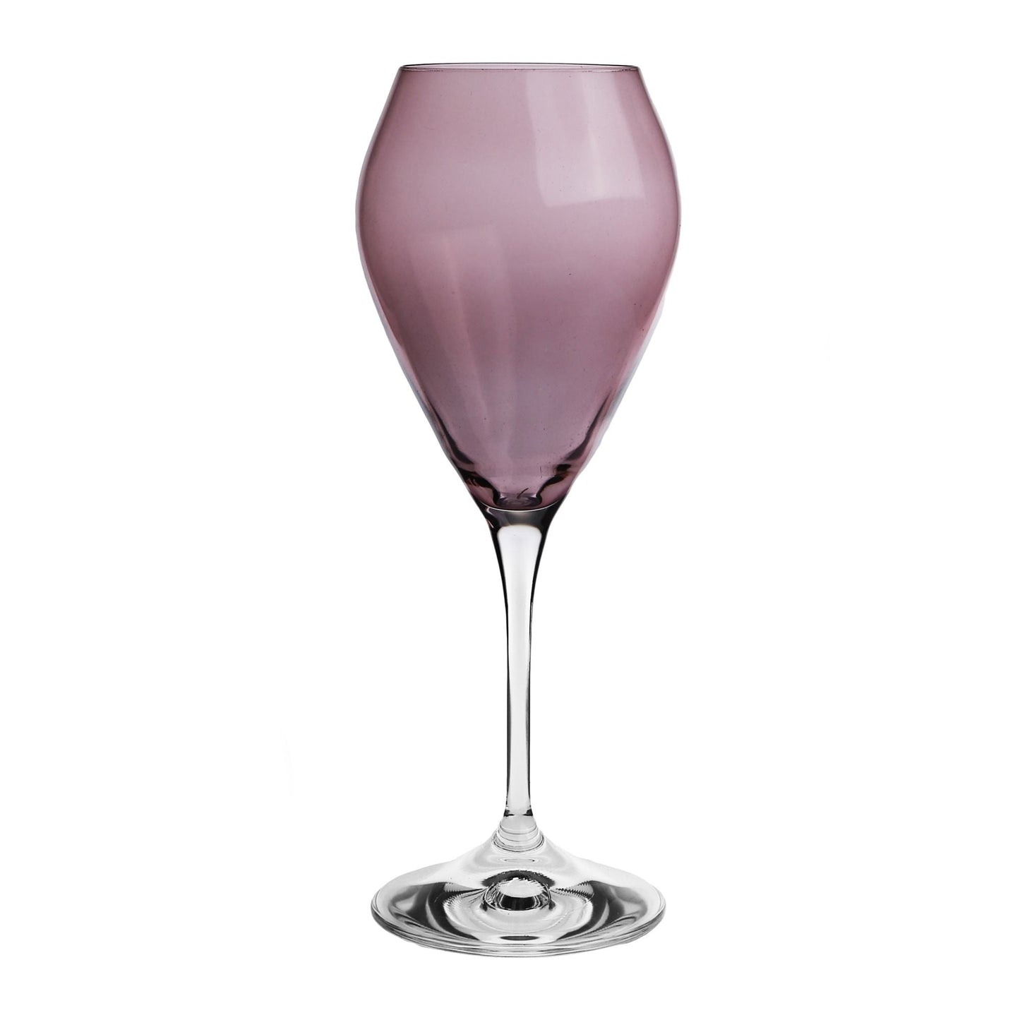 Classic Touch Set Of 6 Purple V Shaped Glasses With Clear Stem