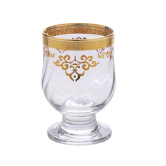 Classic Touch Set Of 6 Short Stem Glasses With Rich Gold Design, 4"
