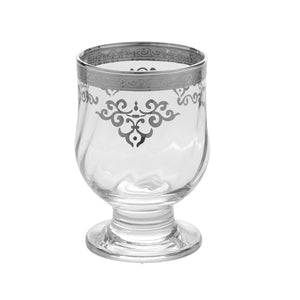 Classic Touch Set Of 6 Short Stem Glasses With Rich Silver Design, 4"