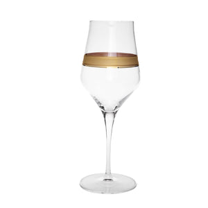 Classic Touch Set Of 6 Water Glasses With 14K Gold Striped Design, 8.5"