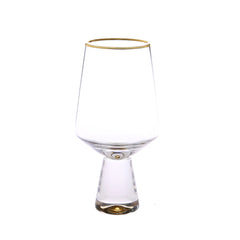 Classic Touch Set Of 6 Water Glasses With Gold Base And Rim, 6.5"