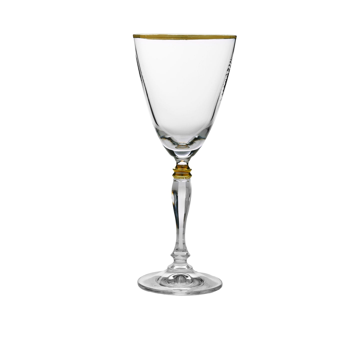 Classic Touch Set Of 6 Water Glasses With Simple Gold Trim, 7"