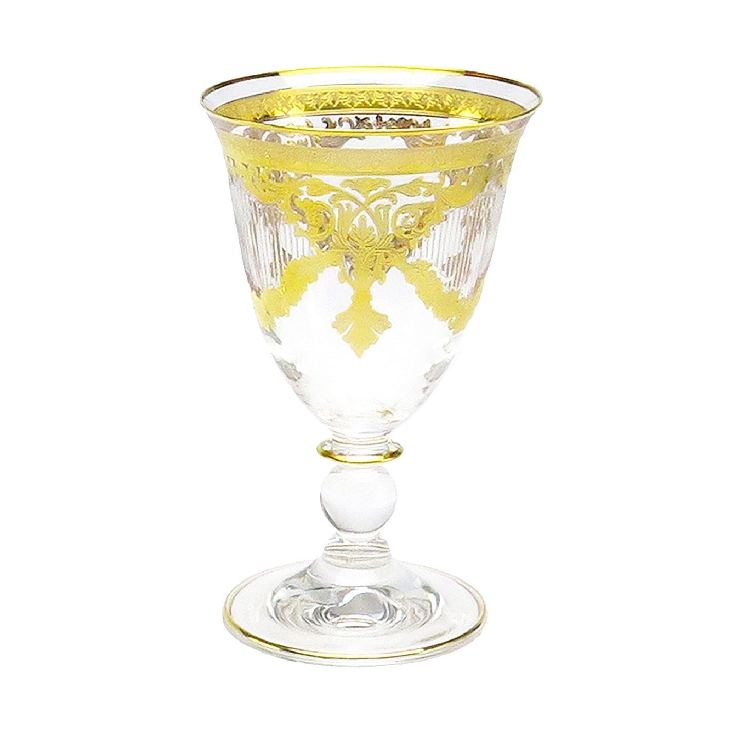 Classic Touch Set Of 6 Wine Glasses With 24K Gold Design, 5.5"